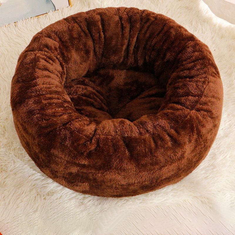 Donut Pet Bed - Ultra Soft Plush Round Calming Dog Bed for Anxiety Relief (Machine Washable)