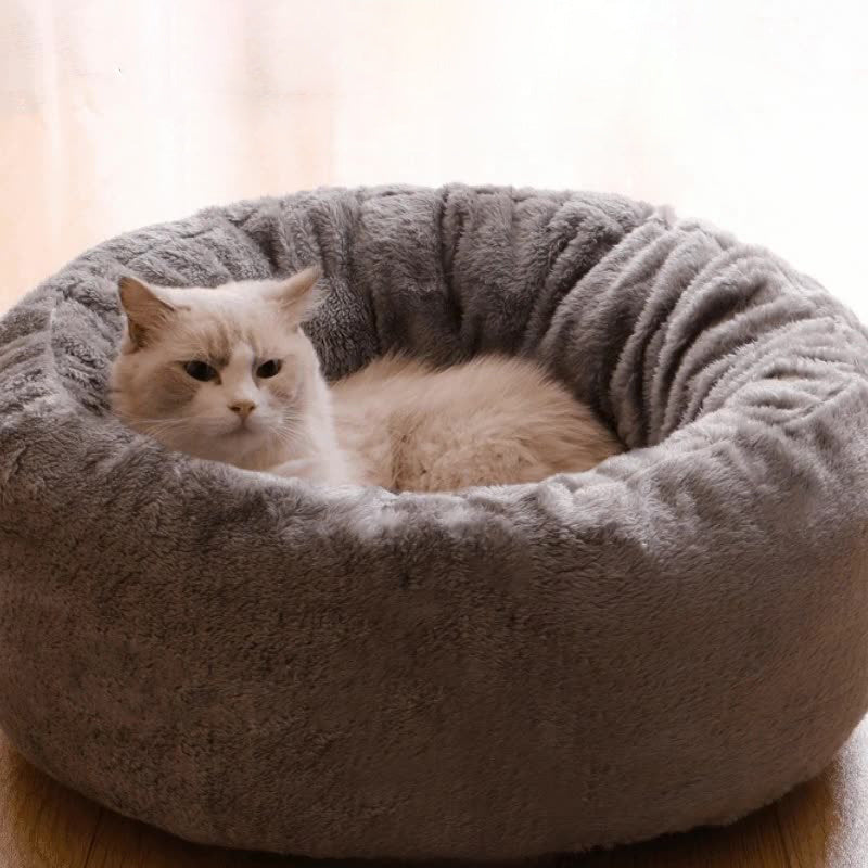 Donut Pet Bed - Ultra Soft Plush Round Calming Dog Bed for Anxiety Relief (Machine Washable)
