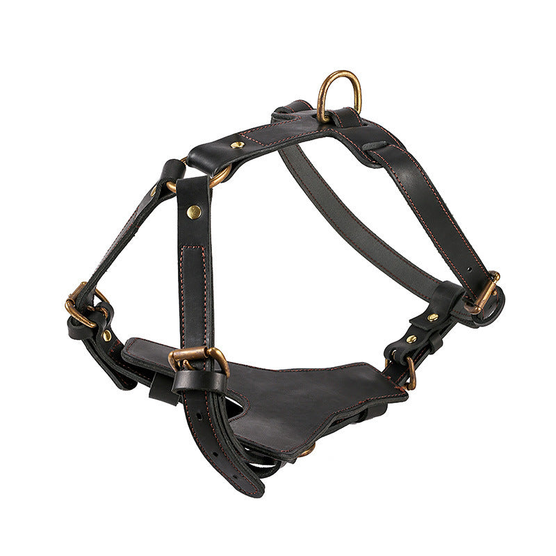 Cowhide Chest Back Pet Supplies Dog Automatic Traction Rope Chest Harness Set Pet Traction Rope