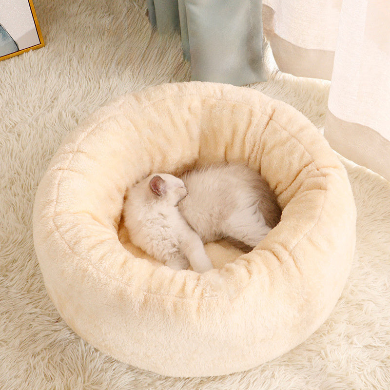 Donut Pet Bed - Ultra Soft Plush Round Calming Dog Bed for Anxiety Relief (Machine Washable)