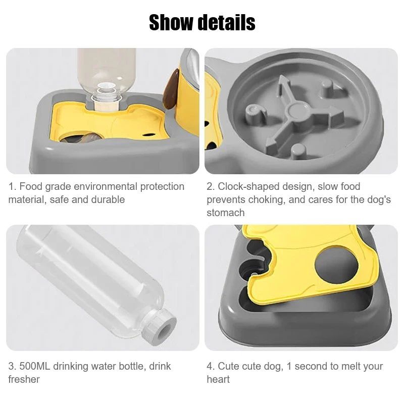 Pet Feeder Bowls Pet Feeder Water Bottle Set Pet Feeding Bowls And Drinkers 15-Degree Tilt Design Protect Cats Dogd Neck